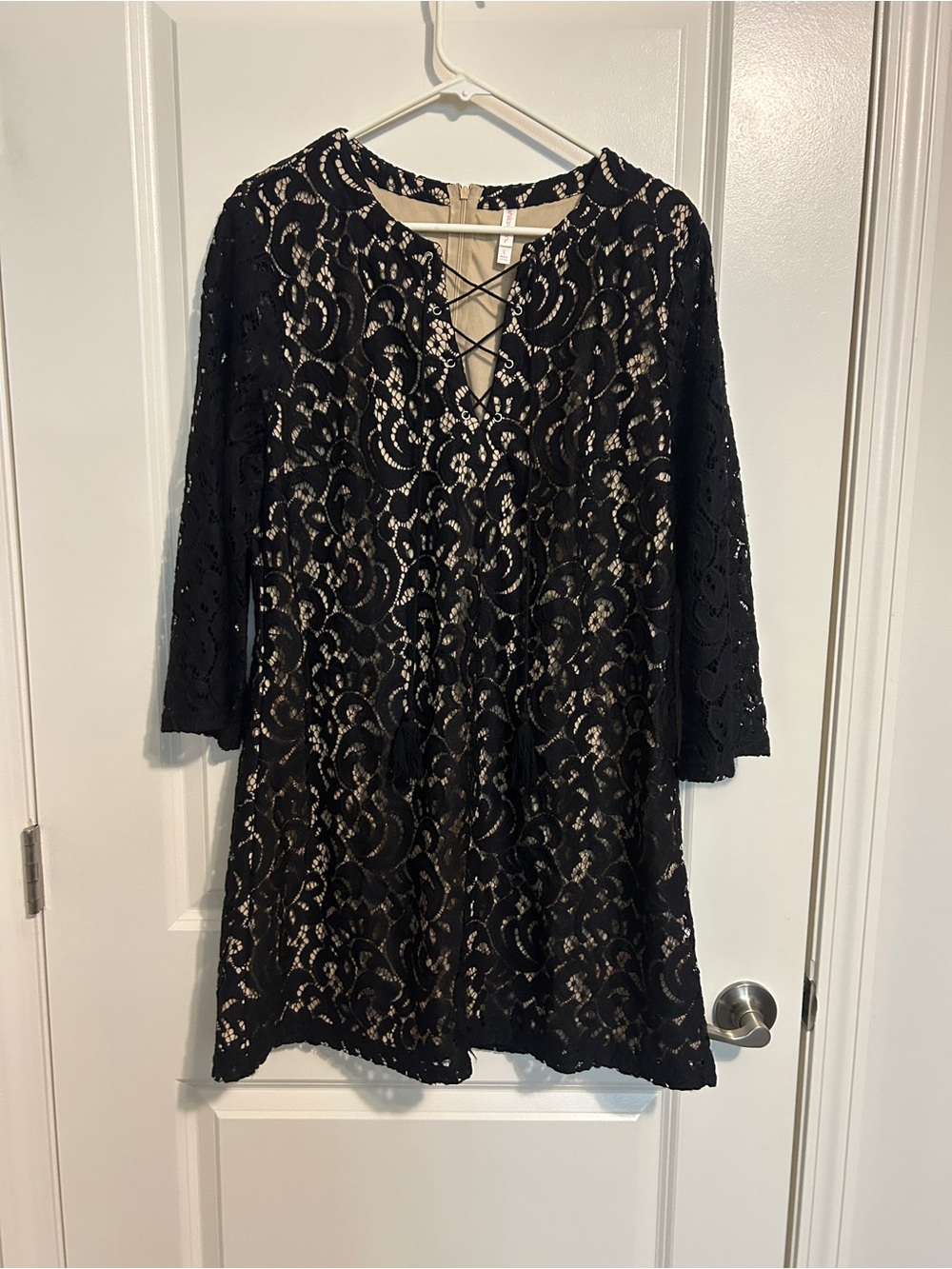 Xhilaration Black Lace Overlay Dress with Nude Lining